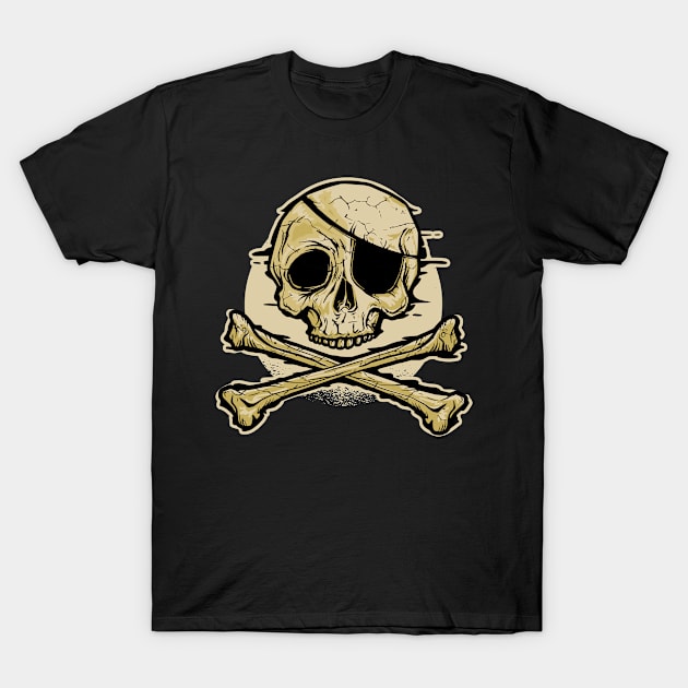 Skull and Crossbones with Eye-patch Graphic T-Shirt by Graphic Duster